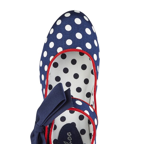 Ruby Shoo Navy Blue Polka Dot Bow Court Shoes - Pretty Kitty Fashion