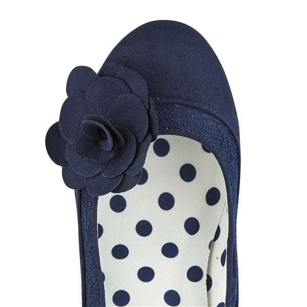 Ruby Shoo Navy Blue Heeled Corsage Court Shoes - Pretty Kitty Fashion