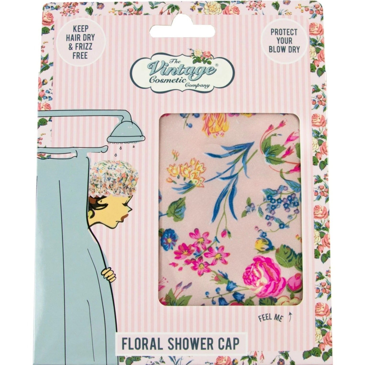 Pink Floral Print Shower Cap