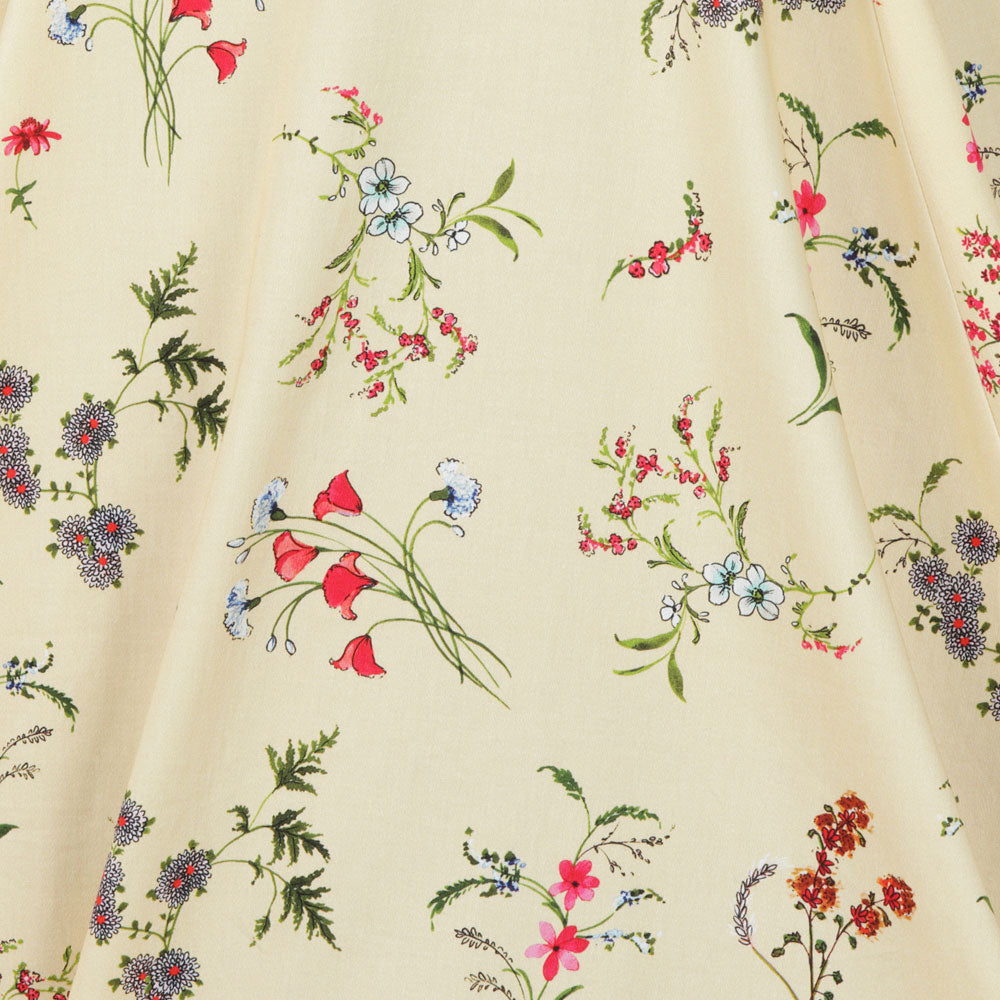 Pale Yellow Floral Print Audrey Swing Dress - Pretty Kitty Fashion