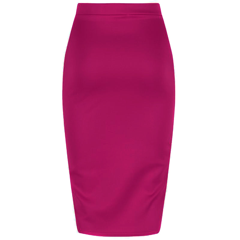 Classic Stretch Amaranth Purple Pencil Bodycon Midi Office Work Skirt - Pretty Kitty Fashion