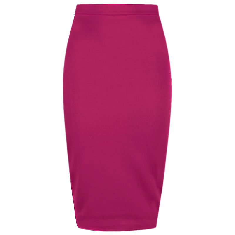 Classic Stretch Amaranth Purple Pencil Bodycon Midi Office Work Skirt - Pretty Kitty Fashion