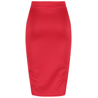 Classic Stretch Red Pencil Bodycon Midi Work Office Skirt - Pretty Kitty Fashion