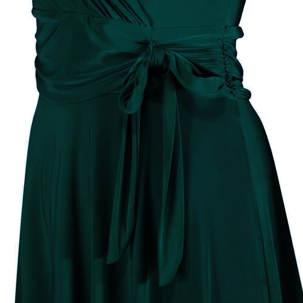 Green Cap Sleeve Crossover V Neck Wrap Top Swing Dress - Pretty Kitty Fashion