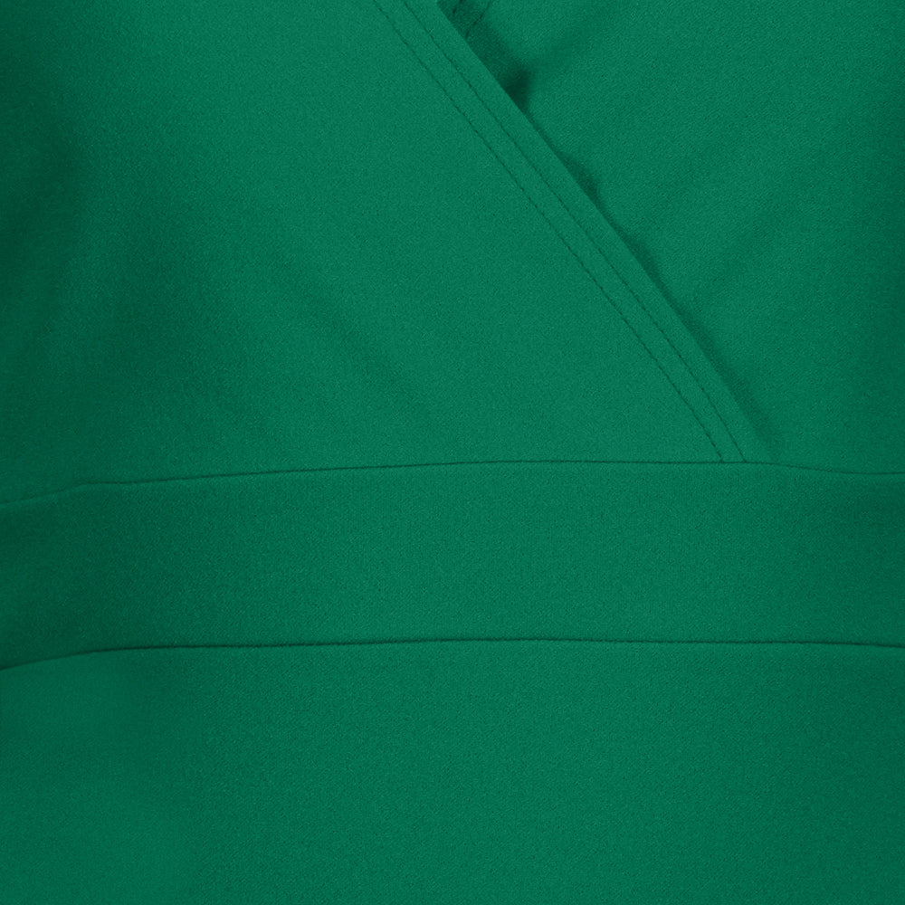 Emerald Green 1/2 Sleeve Fishtail Peplum Hem V Neck Bodycon Pencil Dress - Pretty Kitty Fashion