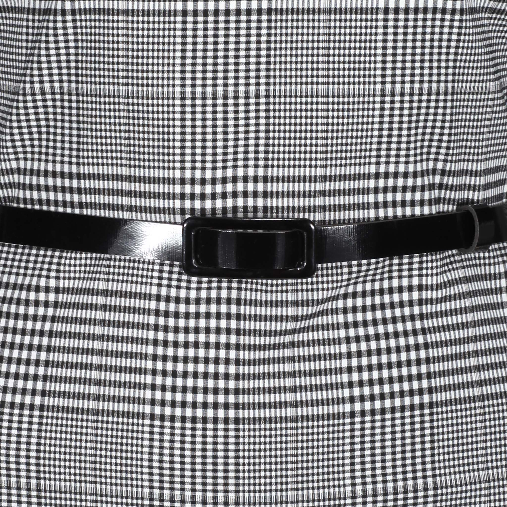 Black & White Check Vintage Belted 3/4 Sleeve Pencil Dress