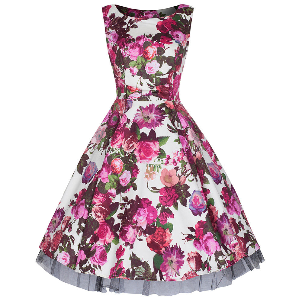 Little Kitty Girl's Cream White and Pink Floral Party Dress - Pretty Kitty Fashion