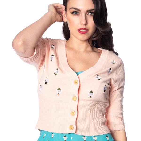 Vintage Deco Nude Half Sleeve Cardigan - Pretty Kitty Fashion