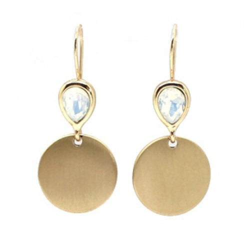 Gold And White Brushed Metal Drop Earrings