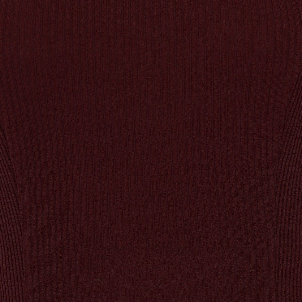 Burgundy Red Vintage Ribbed Knitted Short Sleeve Top