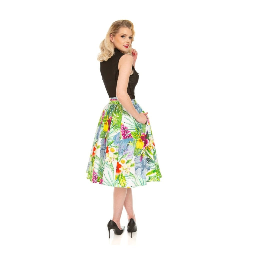 Tropical Floral Rockabilly Swing Skirt