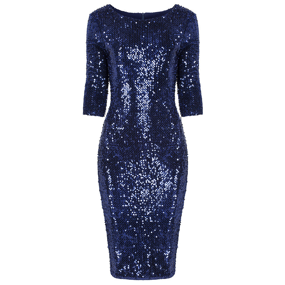 Navy Blue Velour Sequin Wiggle Dress Pretty Kitty Fashion Navy Blue Velour Sequin Wiggle Dress Pretty Kitty Fashion