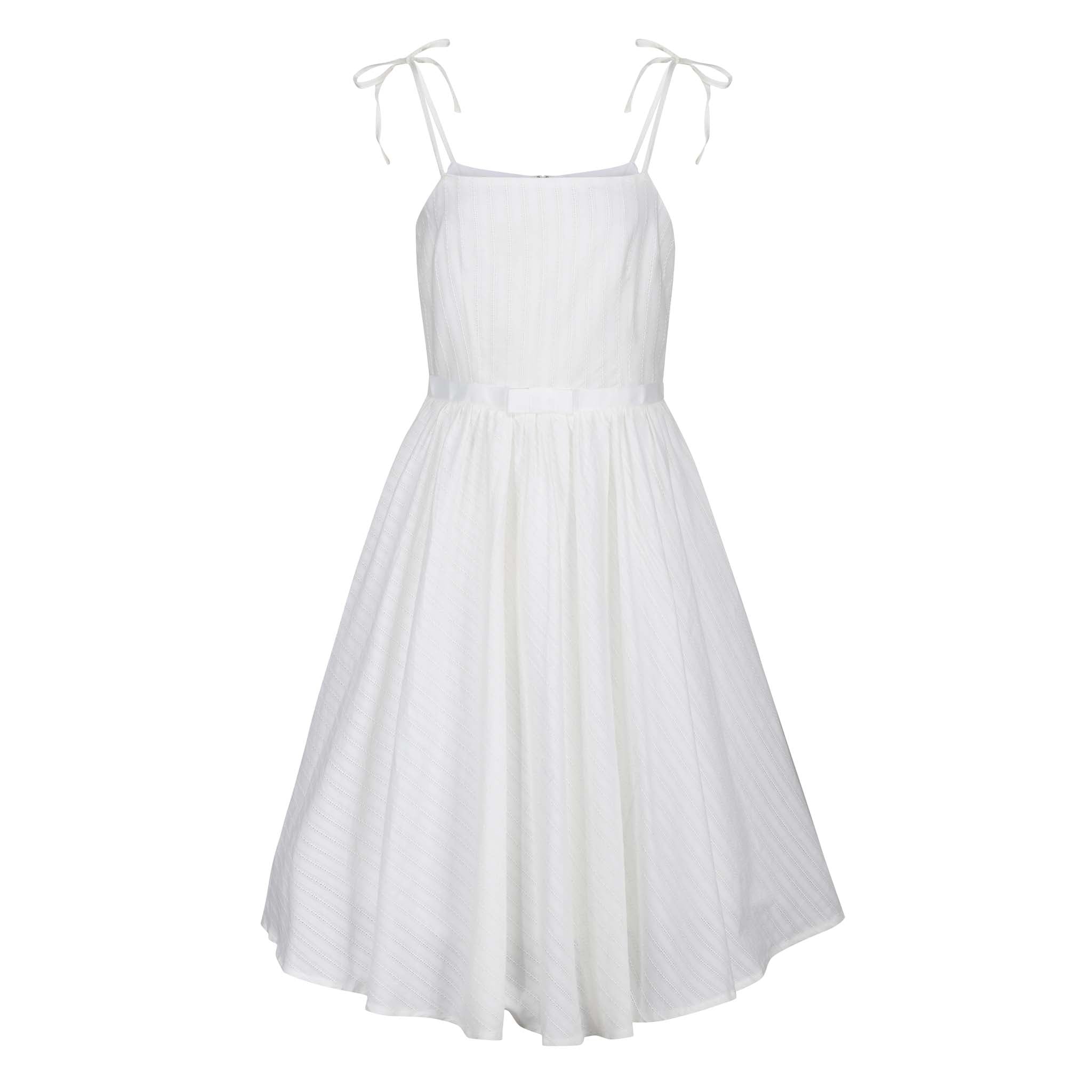 White Floral Print Vintage Rockabilly 50s Swing Dress
