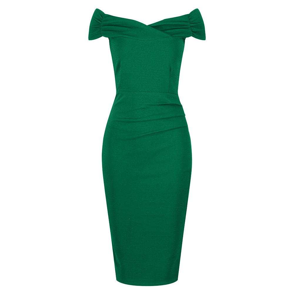 Emerald Green Cap Sleeve Crossover Top Bardot Wiggle Dress Pretty Kitty Fashion Emerald Green Cap Sleeve Crossover Top Bardot Wiggle Dress Pretty Kitty Fashion