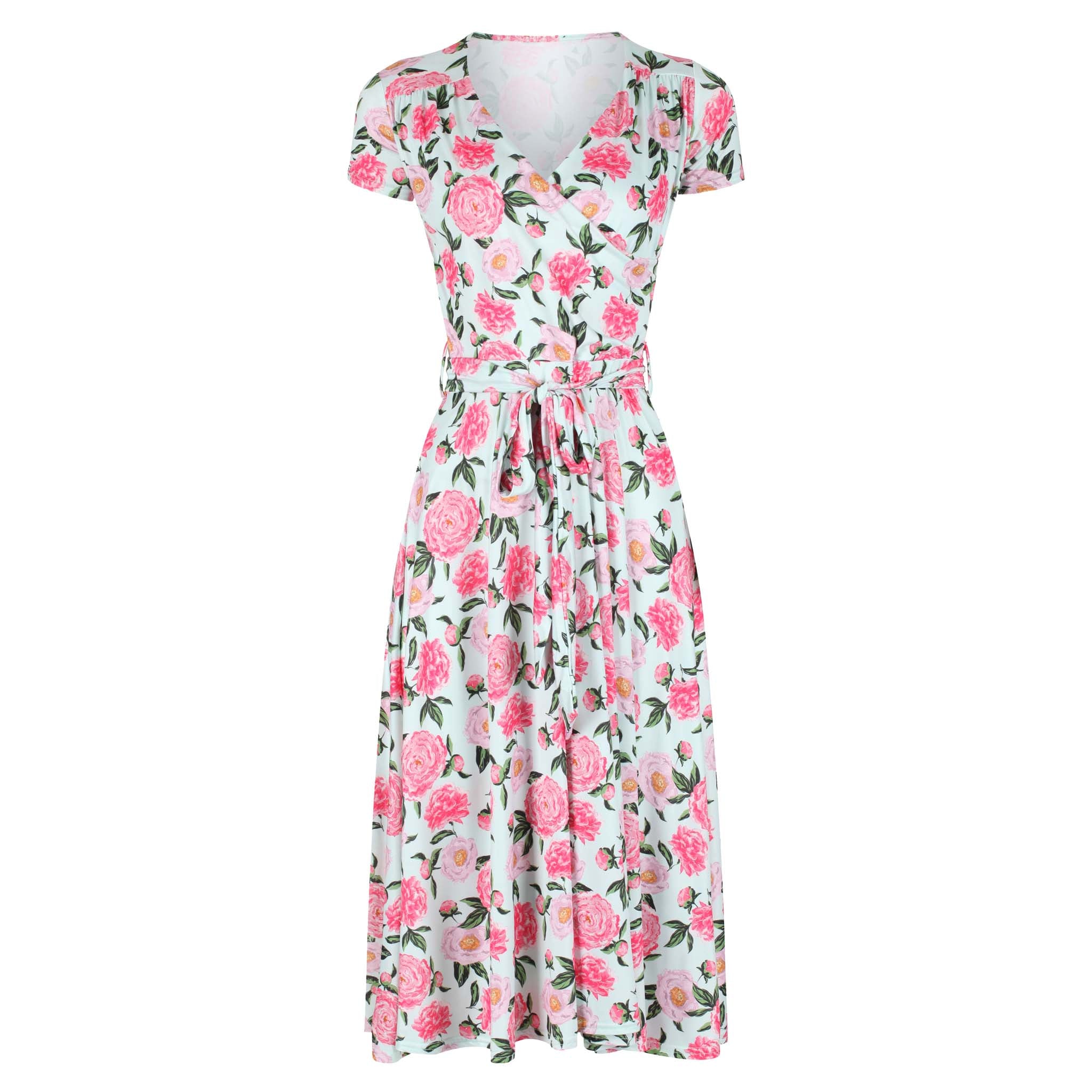 Mint Green Pink Floral Cap Sleeve Fit And Flare Midi Dress Pretty Kitty Fashion Mint Green Pink Floral Cap Sleeve Fit And Flare Midi Dress Pretty Kitty Fashion
