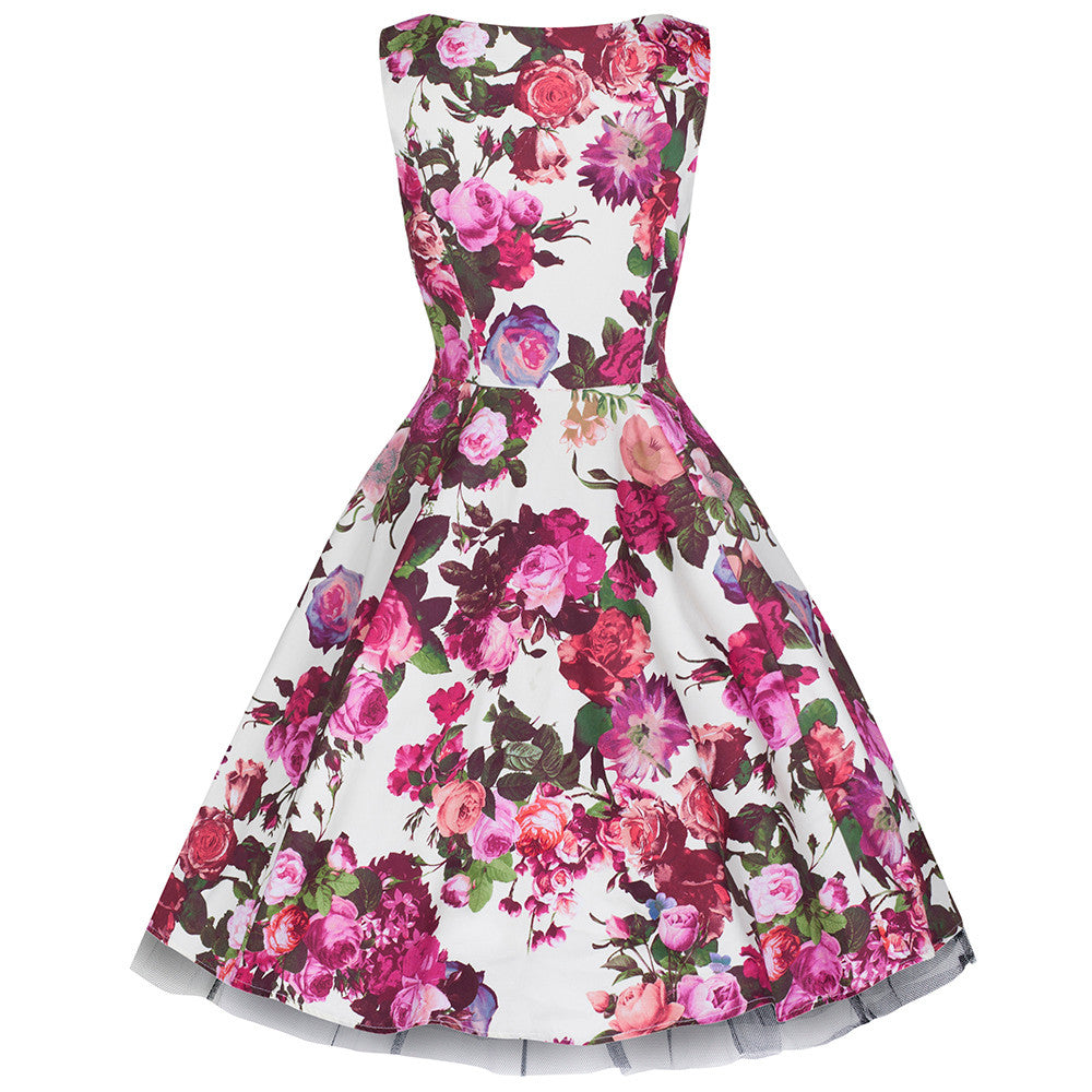 Little Kitty Girl's Cream White and Pink Floral Party Dress - Pretty Kitty Fashion