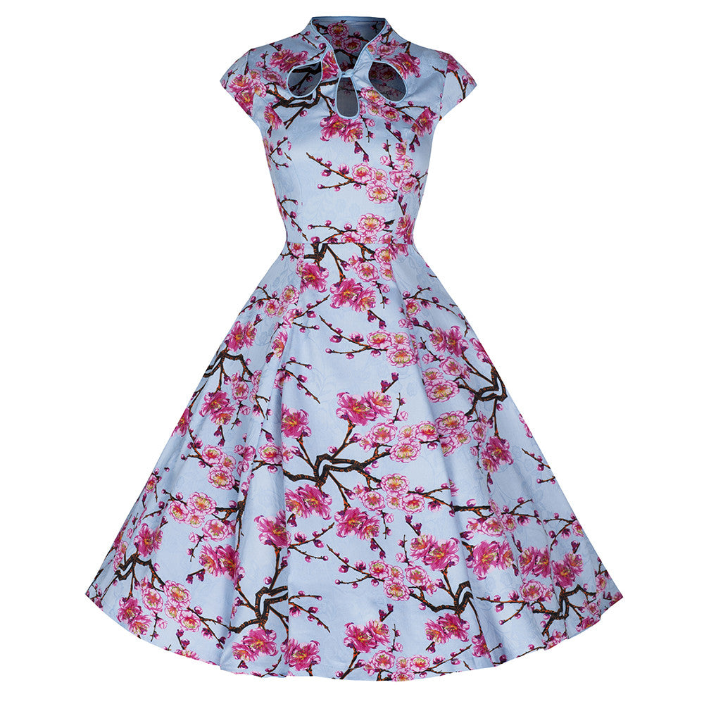 Pink dress blue flowers sale