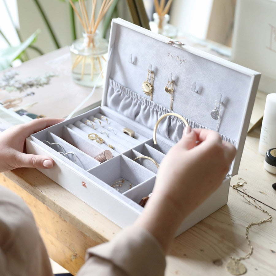 White Faux Leather Large Rectangular Jewellery Case