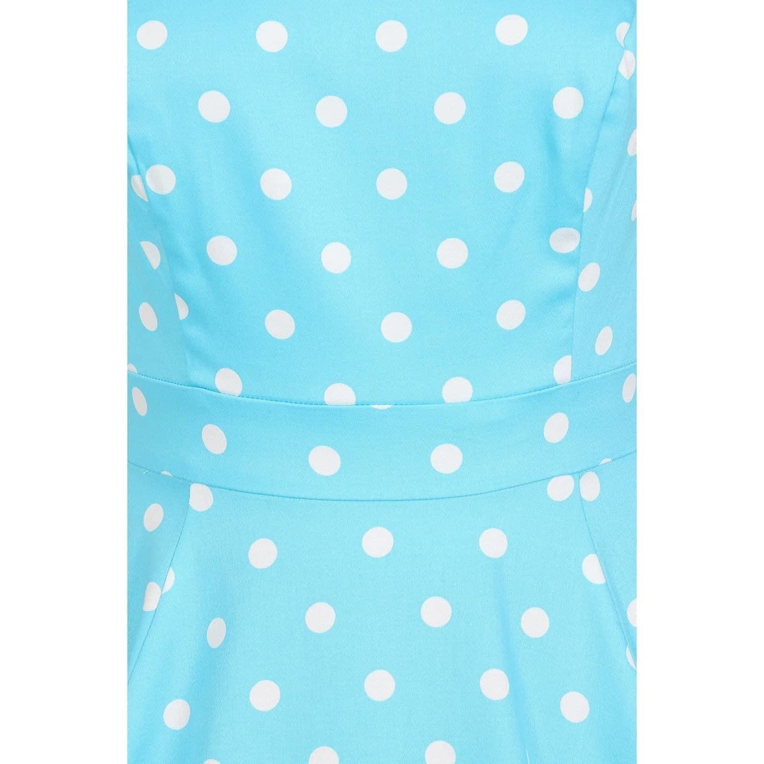 Pretty Blue Turquoise White Polka Dot Sleeveless Rockabilly 50s Swing Dress