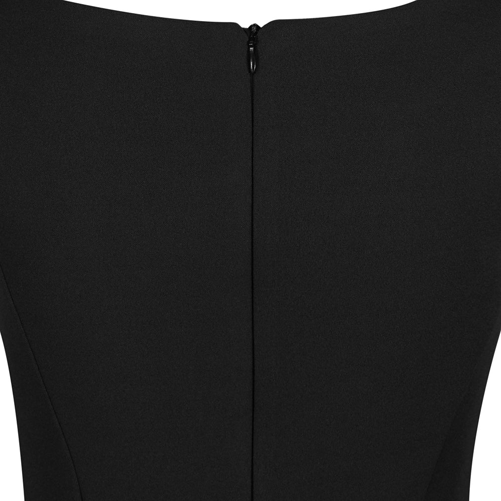 Black 40s Bodycon Sleeveless Hollywood Wiggle Dress - Pretty Kitty Fashion