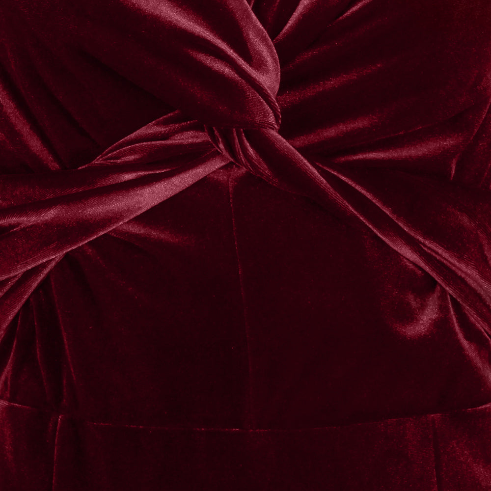 Claret Red Cap Sleeve Twist Bust Fishtail Hem Velour Maxi Dress - Pretty Kitty Fashion