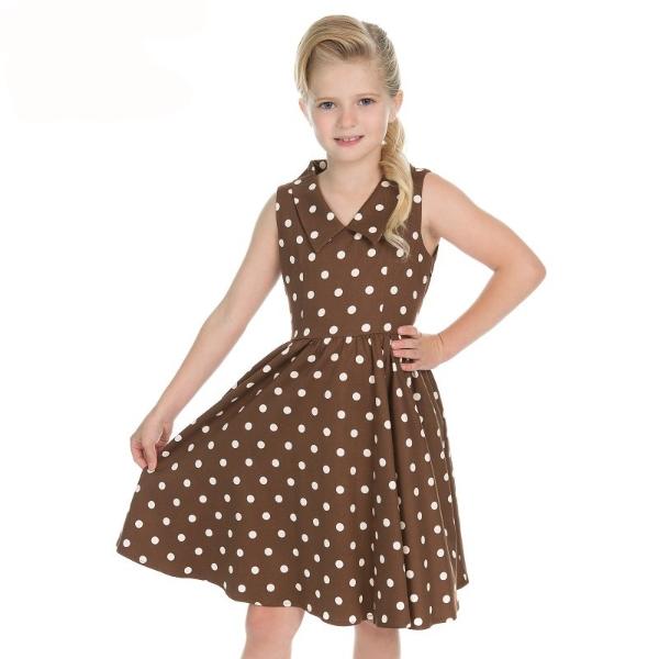 Little Kitty Girl's Chocolate Brown White Polka Dot Party Dress Pretty Kitty Fashion Little Kitty Girl's Chocolate Brown White Polka Dot Party Dress Pretty Kitty Fashion