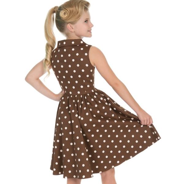 Little Kitty Girl's Chocolate Brown White Polka Dot Party Dress - Pretty Kitty Fashion