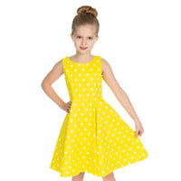 Little Kitty Girl's Yellow White Polka Dot Party Dress - Pretty Kitty Fashion