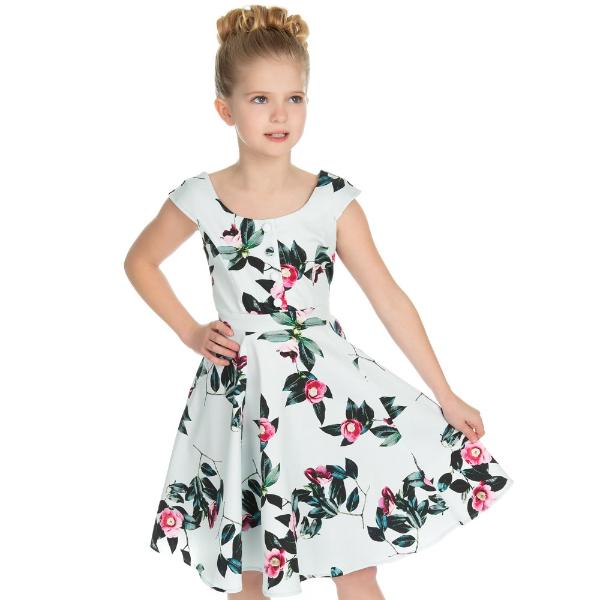 Little Kitty Girl's Pale Blue Floral Print Party Dress - Pretty Kitty Fashion
