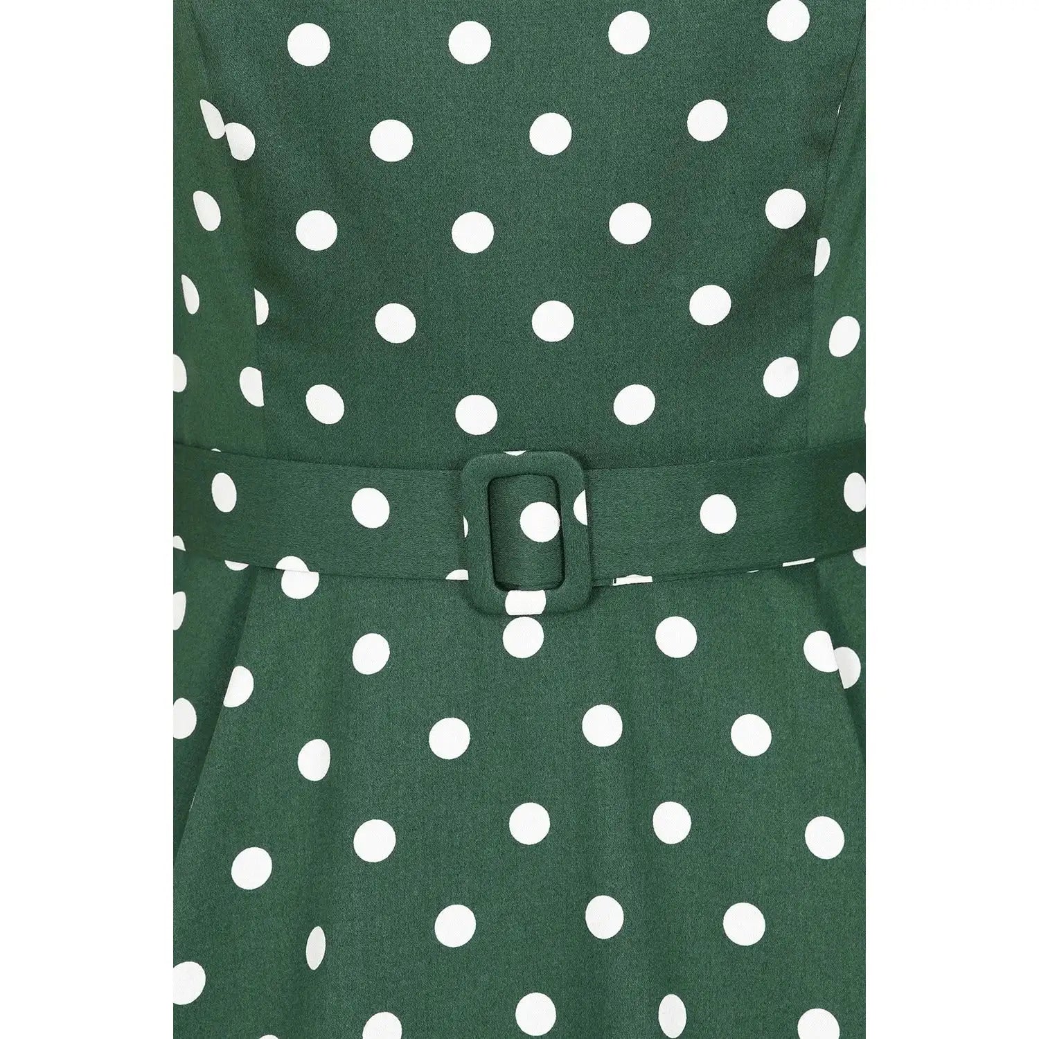Green And White Polka Dot Vintage 50s 3/4 Sleeve Swing Dress