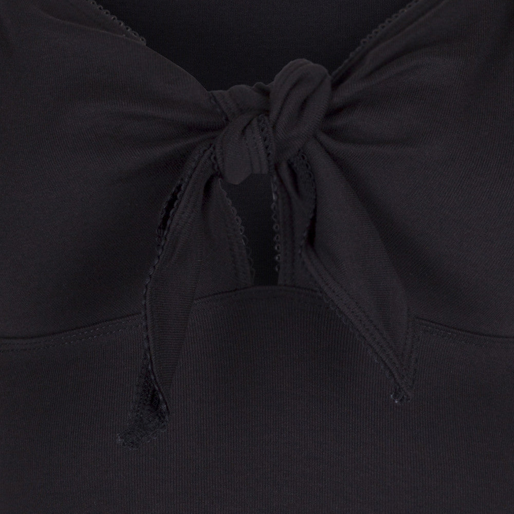 Black Tie Front Top - Pretty Kitty Fashion