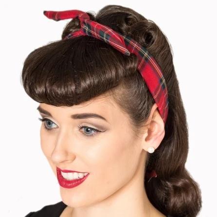 Tartan Red Vintage Headscarf - Pretty Kitty Fashion