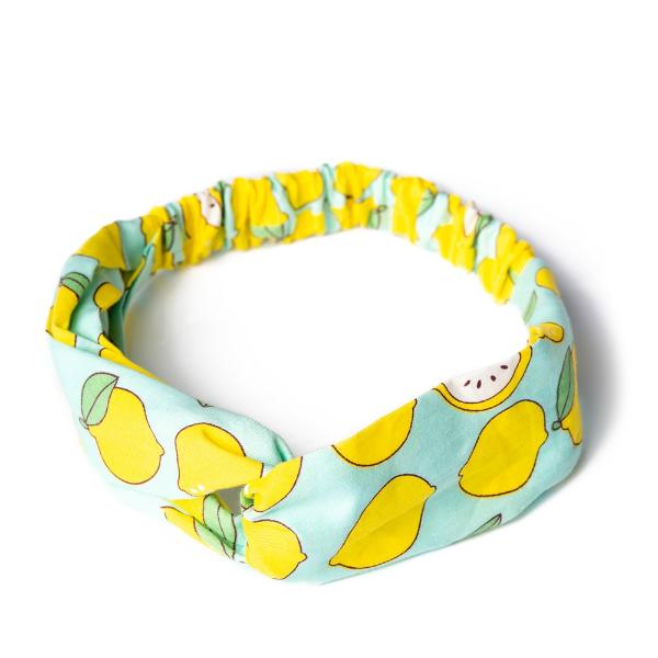 Light Blue And Lemon Print Vintage Headscarf - Pretty Kitty Fashion