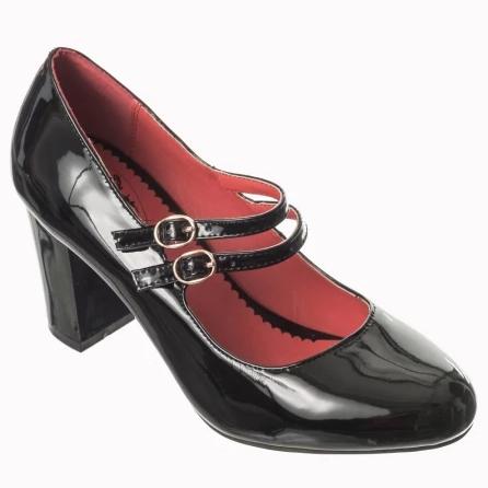 Black Patent Mary Jane Court Shoe - Pretty Kitty Fashion