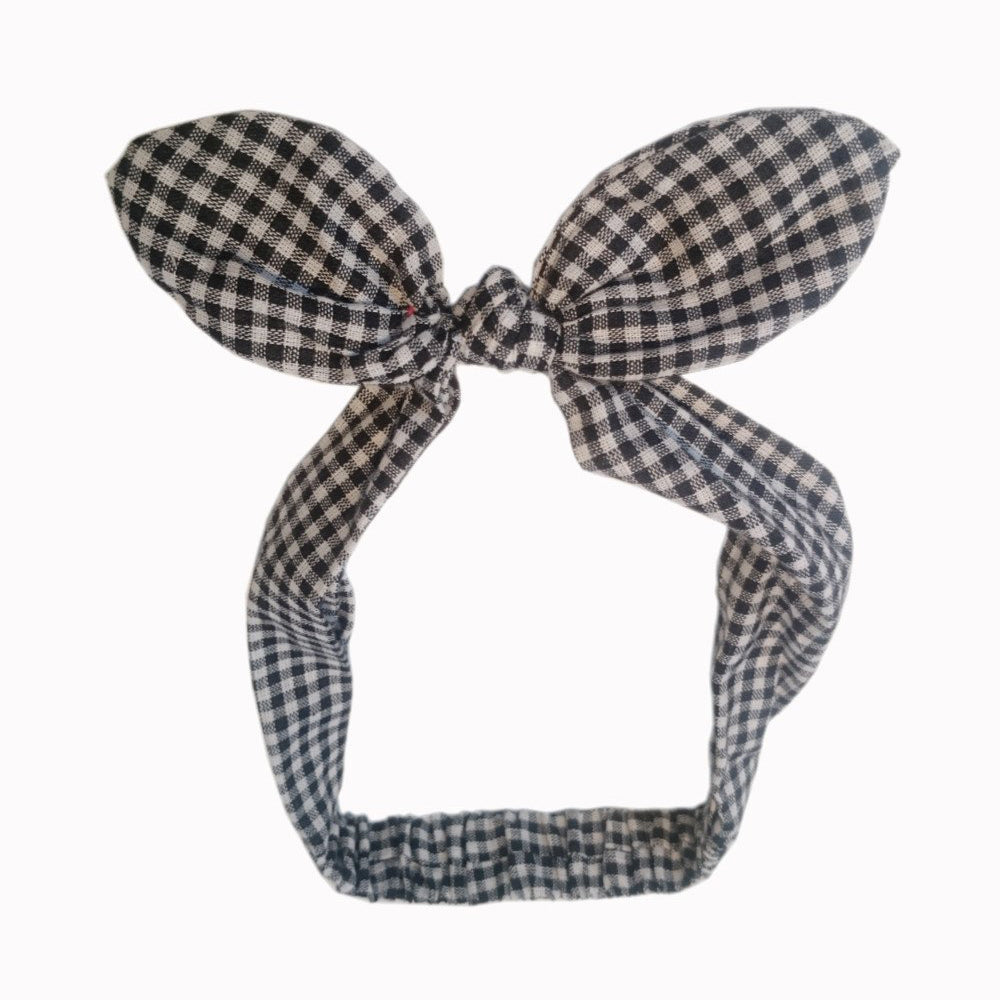 Black White Gingham Check Vintage Headscarf - Pretty Kitty Fashion
