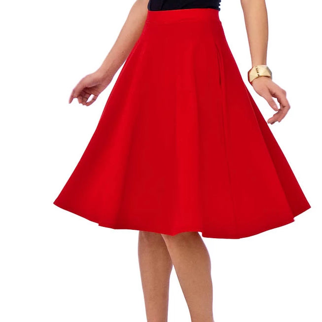 Red 1950s Vintage Rockabilly Swing Skirt - Pretty Kitty Fashion