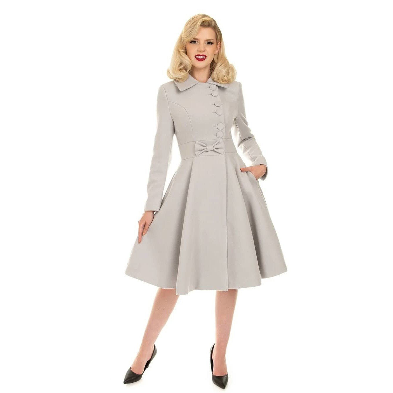 Light Grey Vintage Inspired Classic Swing Coat – Pretty Kitty Fashion