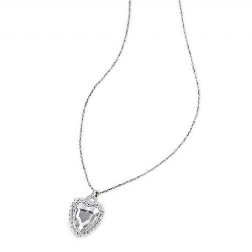 Silver Chain Heart Diamante Pendant - Pretty Kitty Fashion