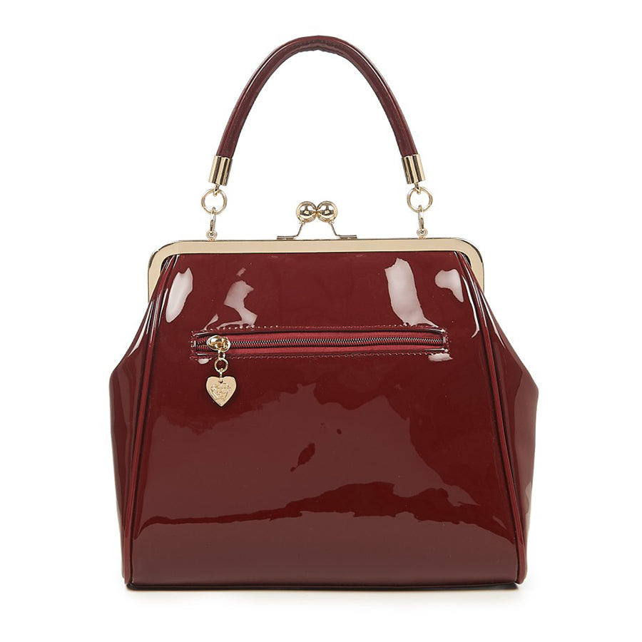 Burgundy Retro Patent Handbag - Pretty Kitty Fashion