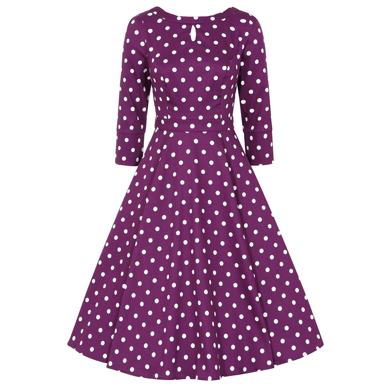 Purple dress with white polka sale dots