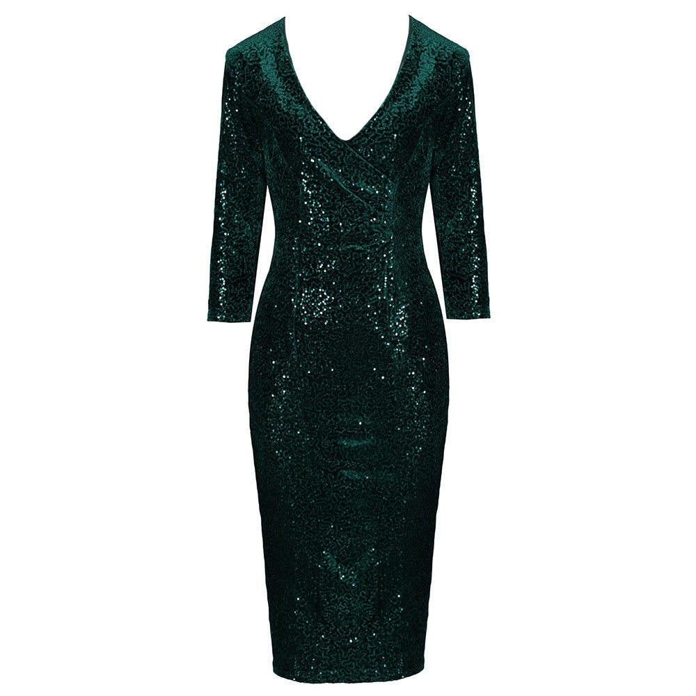Dorothy Perkins Green Sequin Dress Dark Green 3/4 Sleeve V Neck Velour Sequin Pencil Wiggle Dress Pretty Kitty Fashion Dorothy Perkins Green Sequin Dress Dark Green 3/4 Sleeve V Neck Velour Sequin Pencil Wiggle Dress Pretty Kitty Fashion