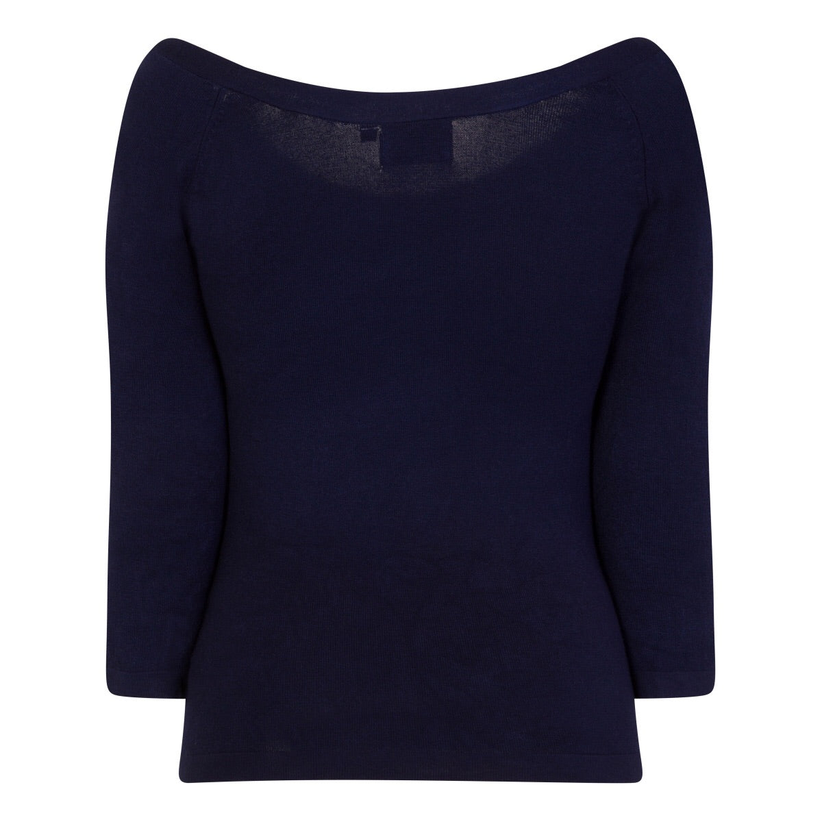3/4 Sleeve Midnight Blue Stretch Bardot Bow Top Jumper - Pretty Kitty Fashion