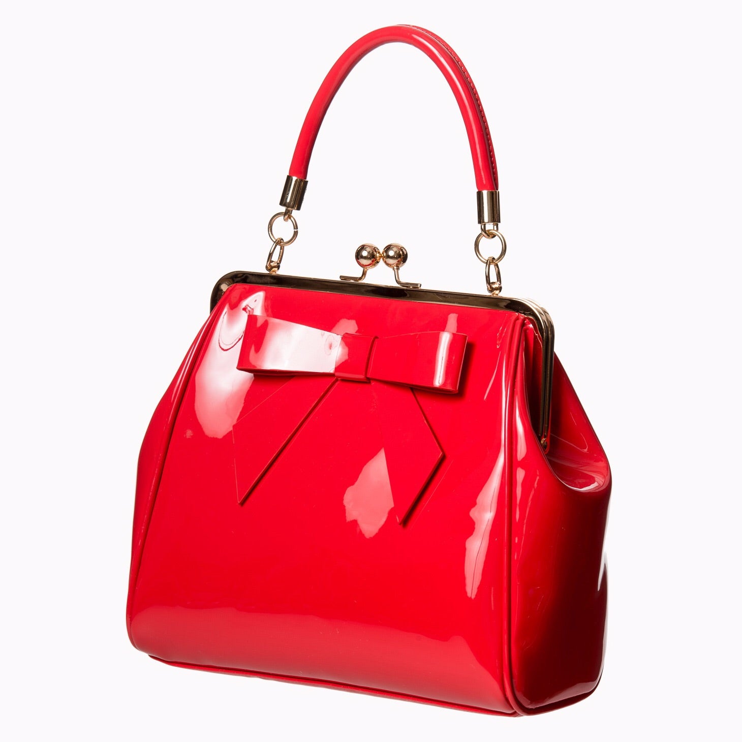 Red Retro Patent Handbag - Pretty Kitty Fashion