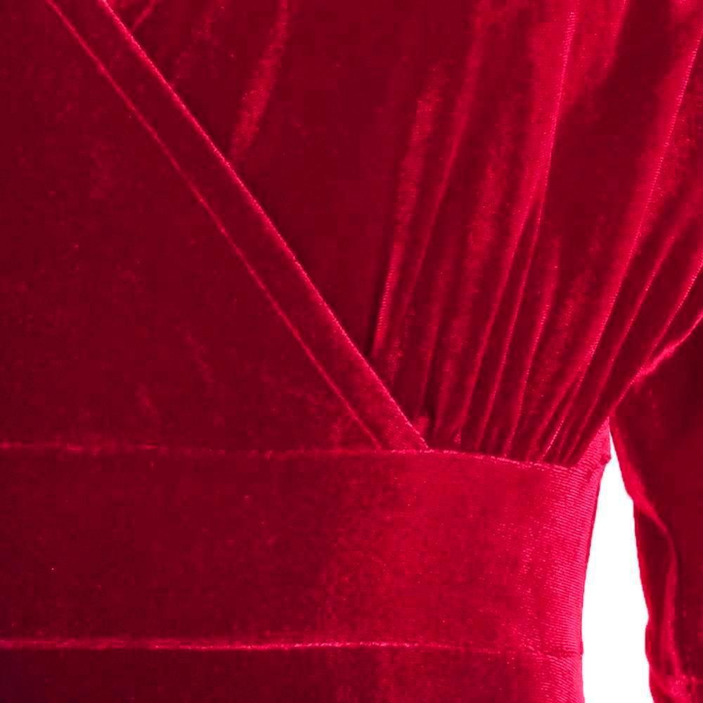 Red Velour Half Batwing Sleeve Crossover Top Wiggle Dress - Pretty Kitty Fashion