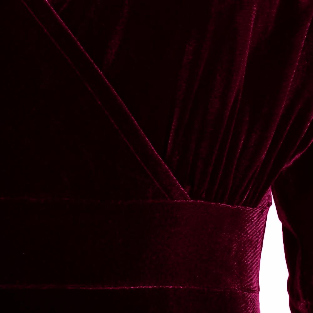 Wine Red Velour Half Batwing Sleeve Crossover Top Wiggle Dress - Pretty Kitty Fashion