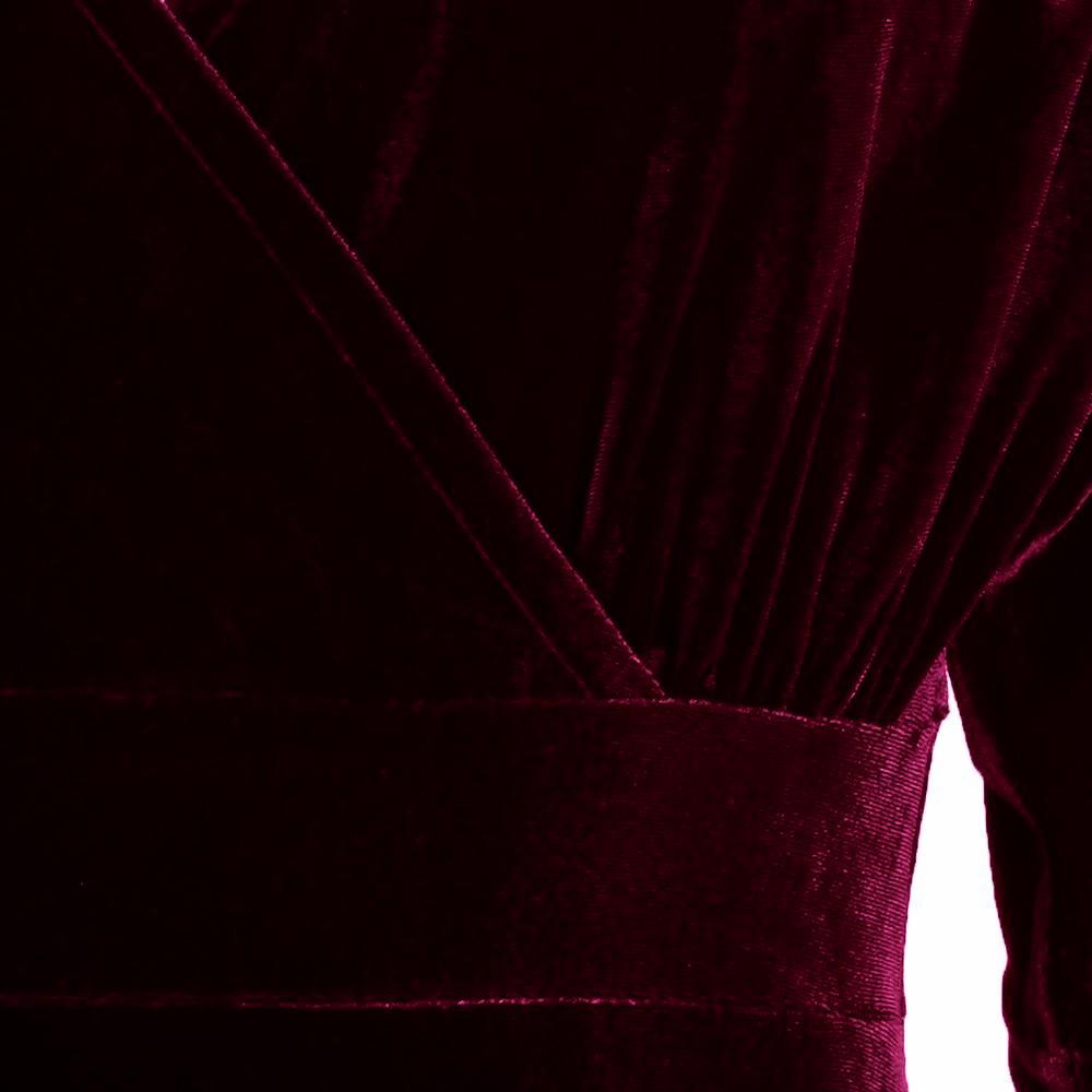 Wine Red Velour Half Batwing Sleeve Crossover Top Wiggle Dress - Pretty Kitty Fashion