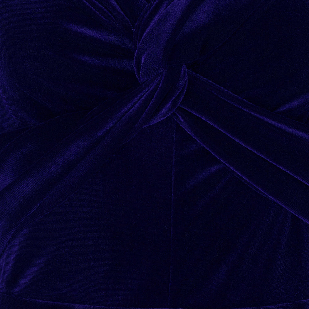 Navy Blue Vintage 40s Style Velour Crossover Bust Wiggle Dress - Pretty Kitty Fashion