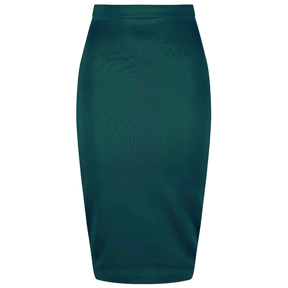 Classic Stretch Emerald Green Pencil Bodycon Midi Office Work Skirt - Pretty Kitty Fashion