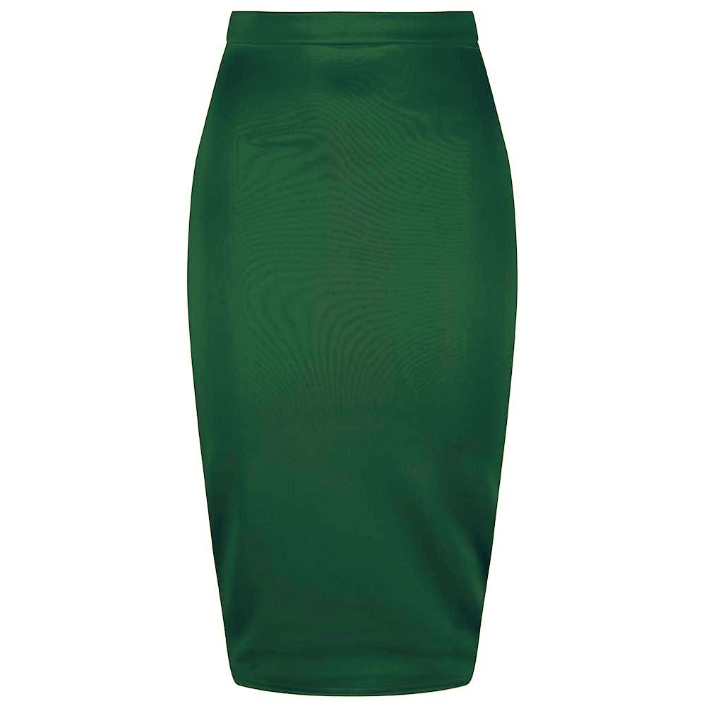 Classic Stretch Emerald Green Pencil Bodycon Midi Office Work Skirt - Pretty Kitty Fashion