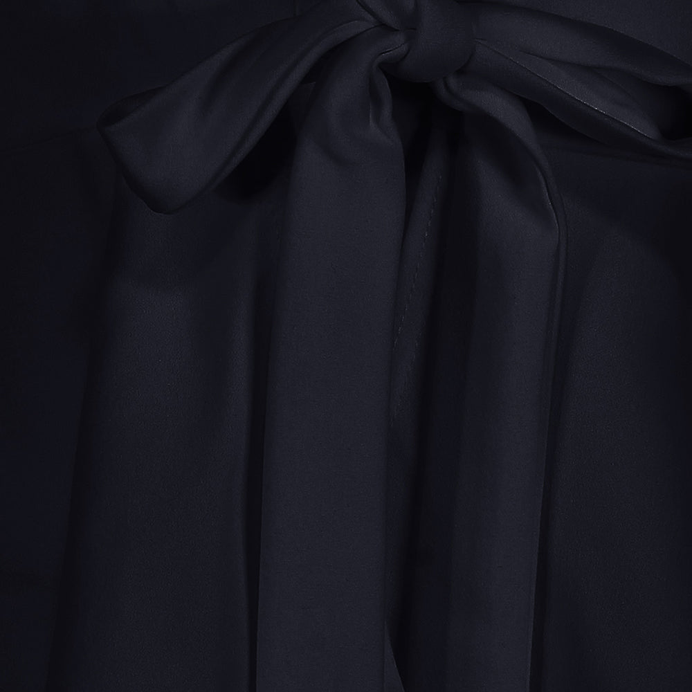 Navy Blue Long Sleeve Tie Front Jacket - Pretty Kitty Fashion